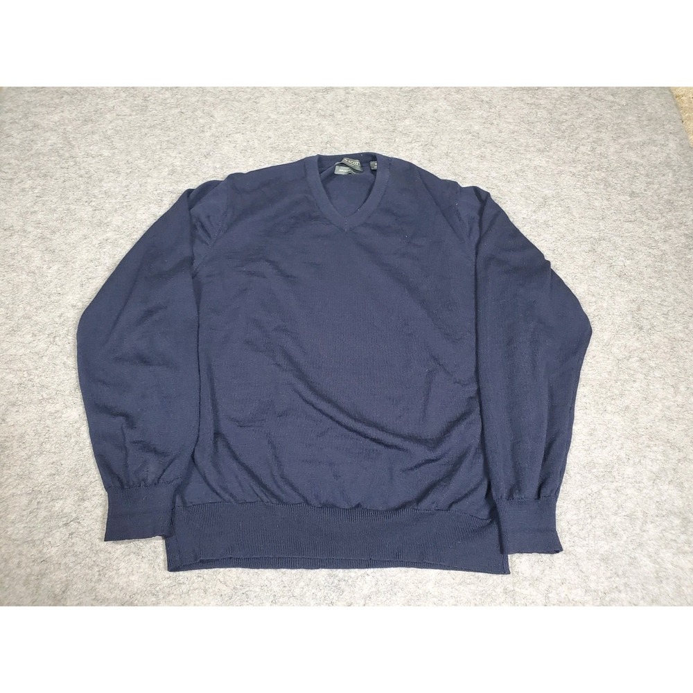 Lyle & Scott Men's Blue Merino Wool Crew Neck Pullover Medium Jumper Preppy